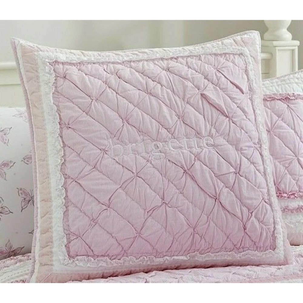 Pottery Barn Kids Brigette‎ Ruffle Quilted Shams Pair 2 European Square 26